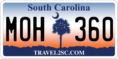 SC license plate MOH360