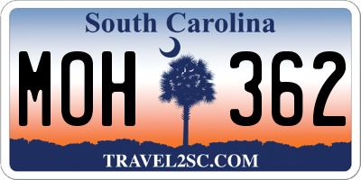 SC license plate MOH362