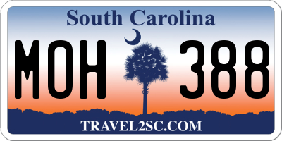 SC license plate MOH388