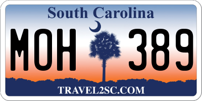 SC license plate MOH389