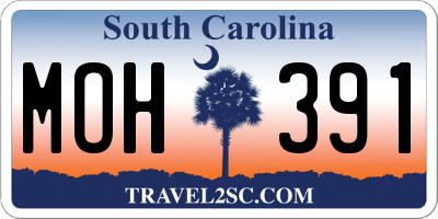 SC license plate MOH391