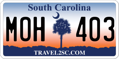 SC license plate MOH403