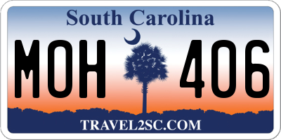 SC license plate MOH406