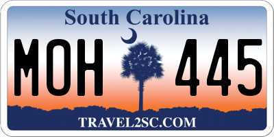 SC license plate MOH445