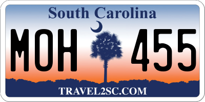SC license plate MOH455