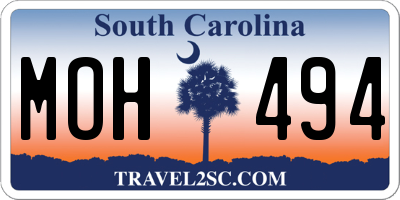 SC license plate MOH494