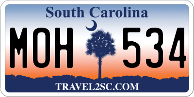SC license plate MOH534