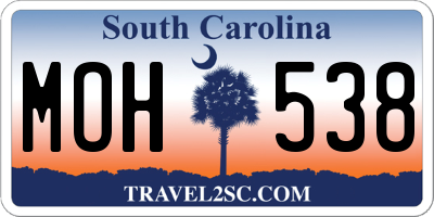 SC license plate MOH538