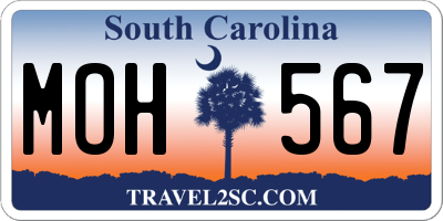 SC license plate MOH567