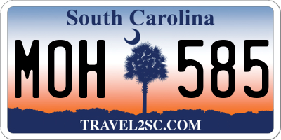 SC license plate MOH585