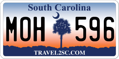 SC license plate MOH596