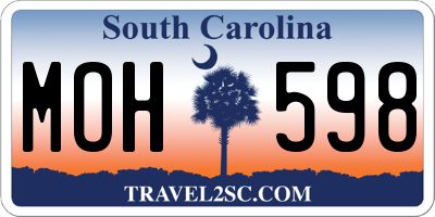 SC license plate MOH598