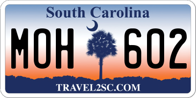 SC license plate MOH602
