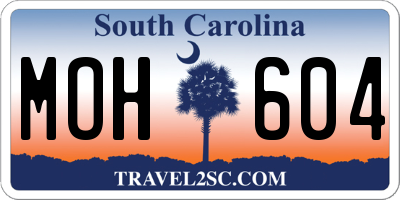 SC license plate MOH604