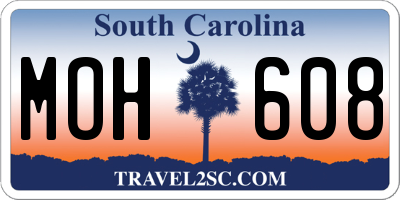 SC license plate MOH608