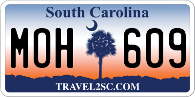 SC license plate MOH609