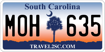 SC license plate MOH635