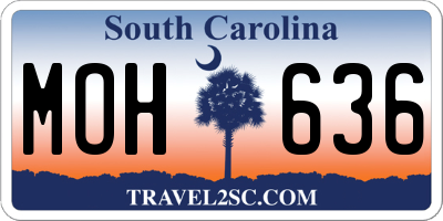 SC license plate MOH636