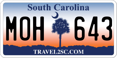 SC license plate MOH643