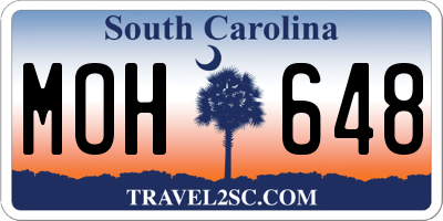 SC license plate MOH648