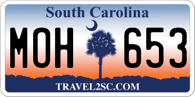 SC license plate MOH653