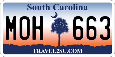 SC license plate MOH663