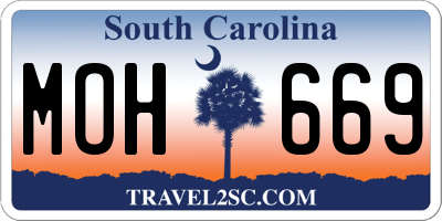 SC license plate MOH669