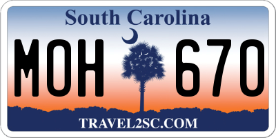 SC license plate MOH670