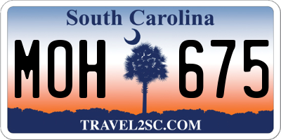 SC license plate MOH675