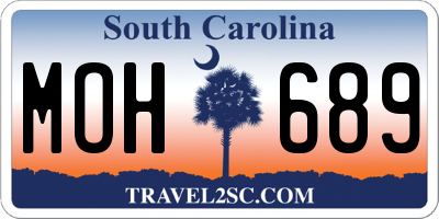 SC license plate MOH689
