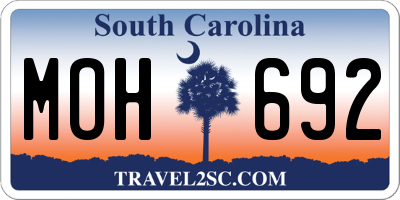 SC license plate MOH692