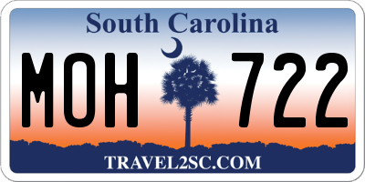 SC license plate MOH722