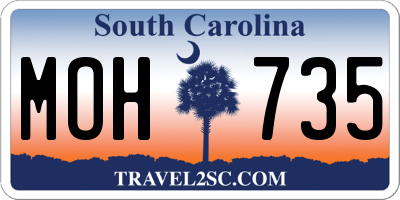 SC license plate MOH735