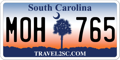 SC license plate MOH765