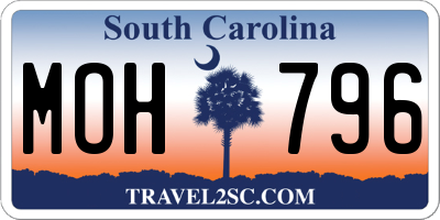SC license plate MOH796