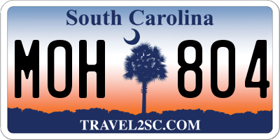 SC license plate MOH804