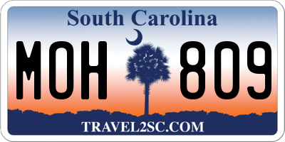 SC license plate MOH809