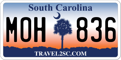 SC license plate MOH836