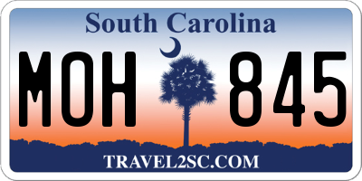 SC license plate MOH845