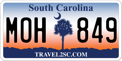 SC license plate MOH849