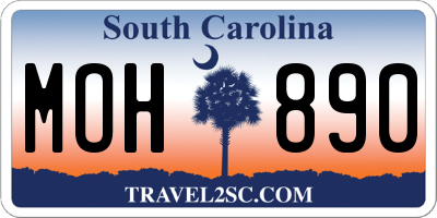 SC license plate MOH890