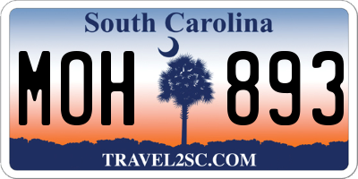 SC license plate MOH893