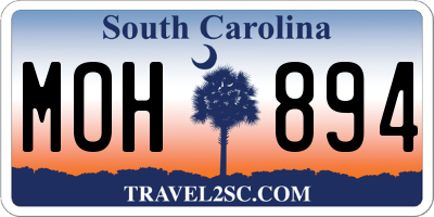 SC license plate MOH894