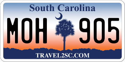 SC license plate MOH905