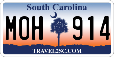 SC license plate MOH914