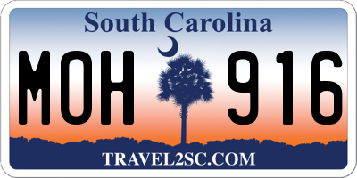 SC license plate MOH916