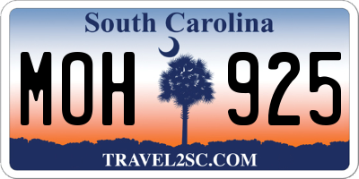 SC license plate MOH925