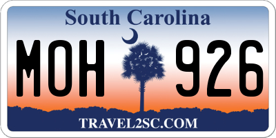 SC license plate MOH926