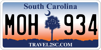 SC license plate MOH934