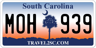 SC license plate MOH939